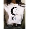 Women Moon Harajuku Funny 90s Girl T Shirt Cartoon Graphic Printed Black Ladies T-shirt Casual Woman Shirt Kawaii Tee Shirt