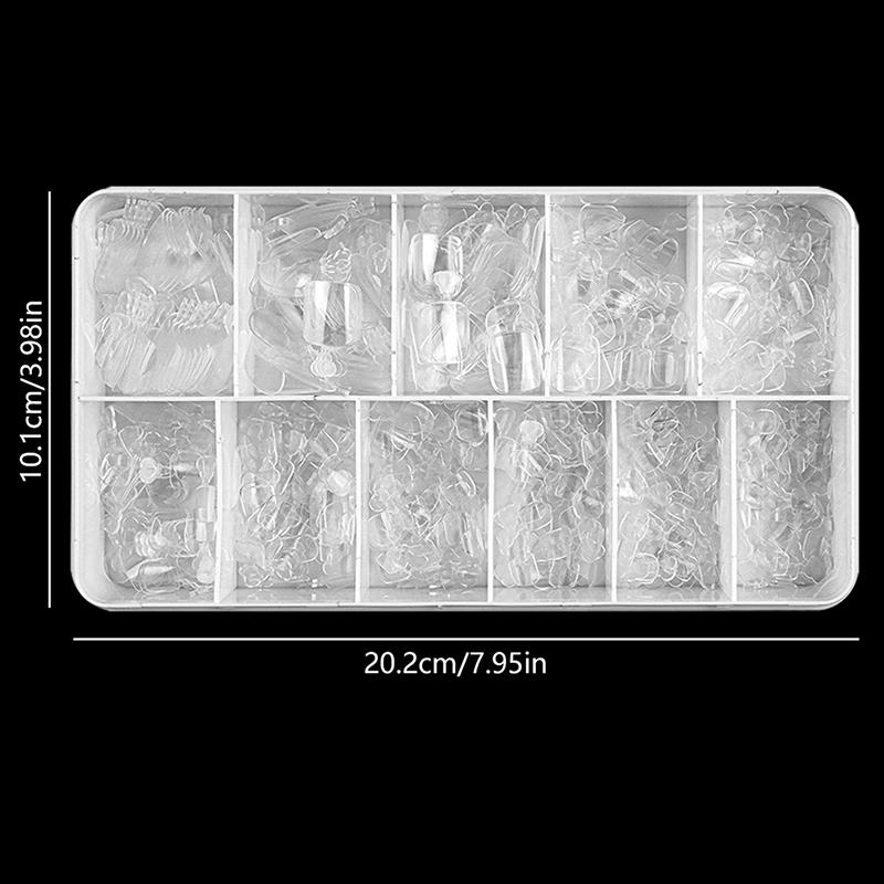 550 Pcs Full Cover Fake Toenail Ultra Thin Natural Clear Press On Toe Foot Nails Tips Artificial Acrylic False Nail Art Manicure Tool