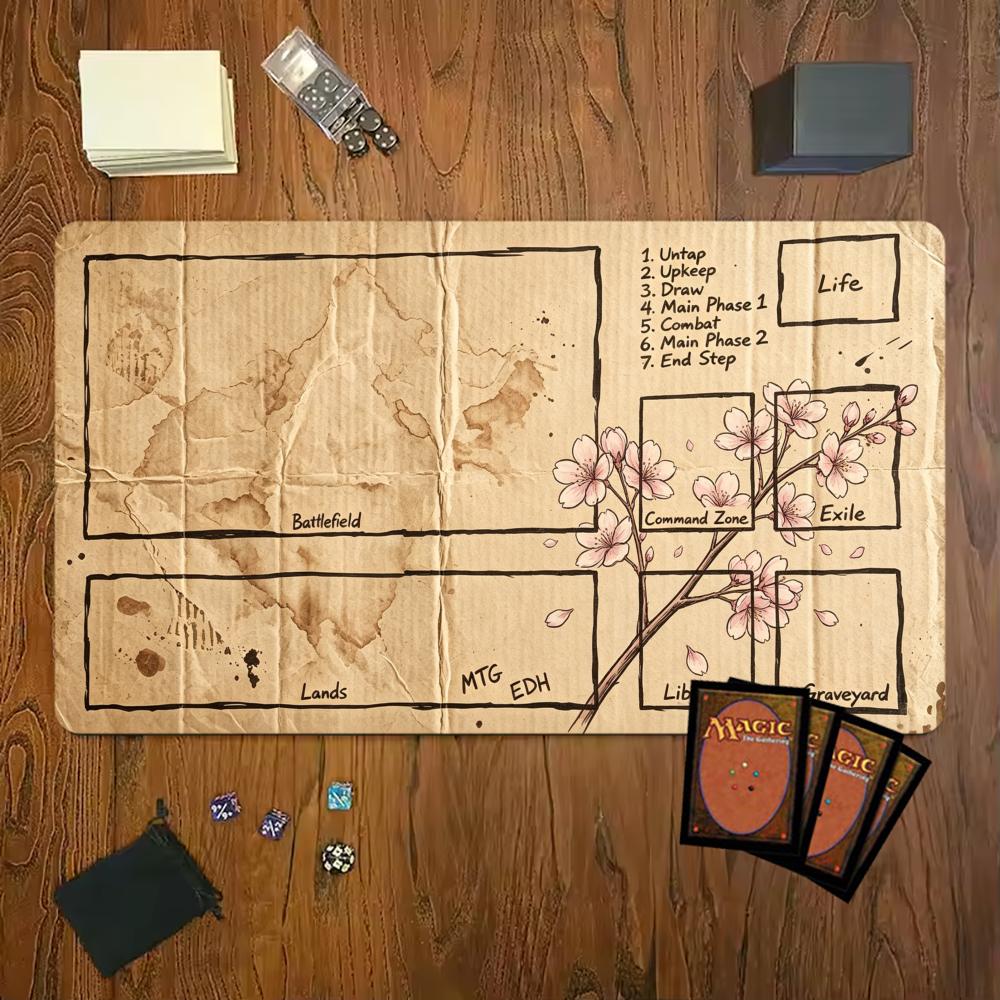 Vintage Corrugated Paper Lotus Pattern Mouse Pad Playmat 24"X14" MTG TCG Office Desk Mat for Work Game PC Laptop Carpet MousePad
