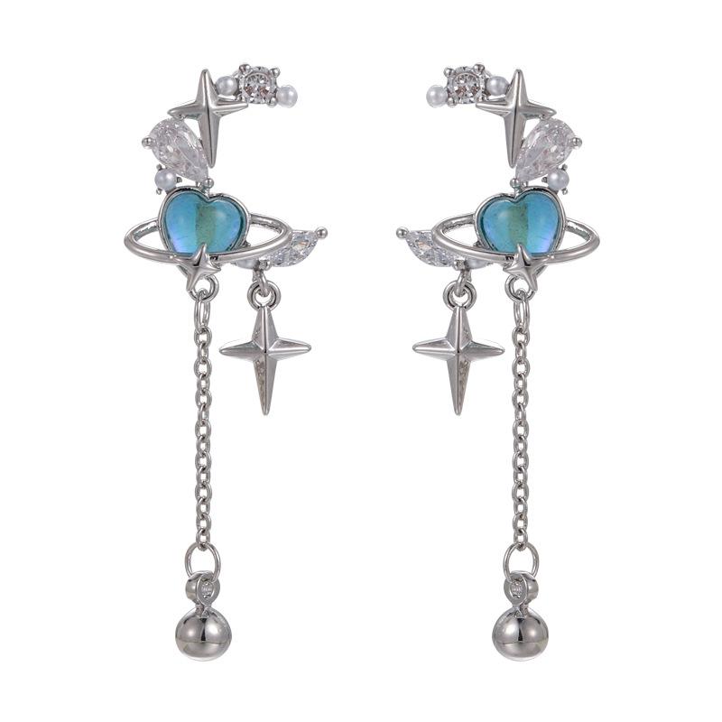 Свежие светло-голубые серьги, геометрические серьги, темперамент, сетка, красные модные шпильки, новая модная женщина