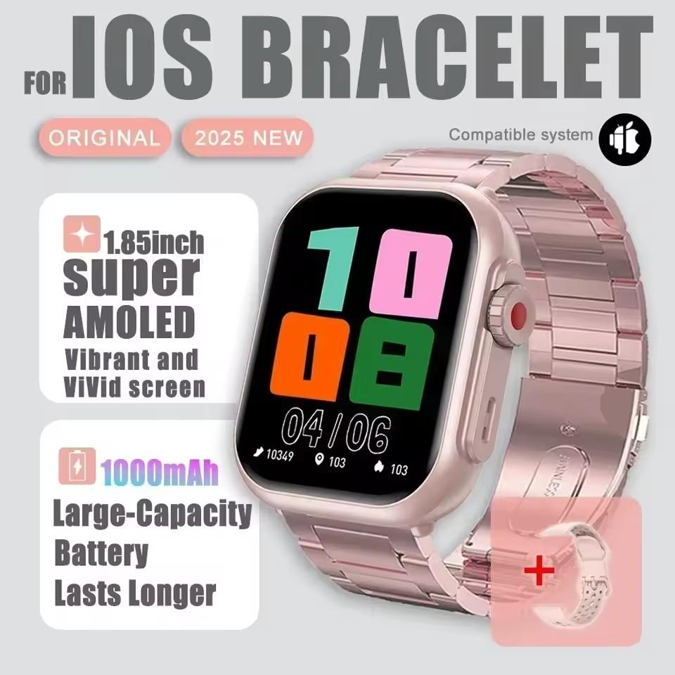 Новые умные часы 1000 мАч Длительное время работы от аккумулятора Для мужчин Женщин Фитнес Спорт Bluetooth-вызов Водонепроницаемые 1,85-дюймовые Полноценный сенсорный экран Умные часы