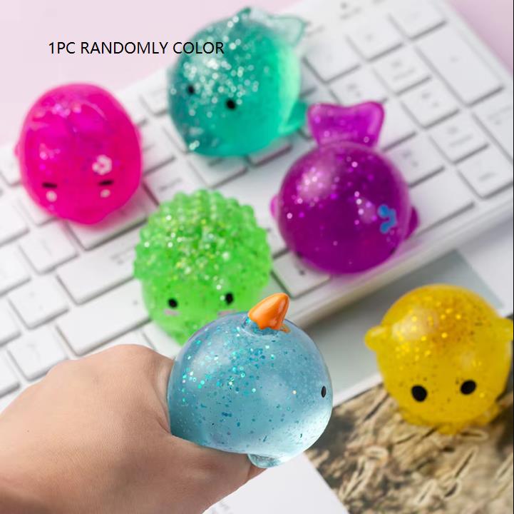 Многоцветные Гигантские Блестящие Моти Сквиши Игрушки Мячики для Снятия Стресса Милые Морские Животные Сенсорные Сжимаемые Фиджет Игрушки Для Взрослых Детей