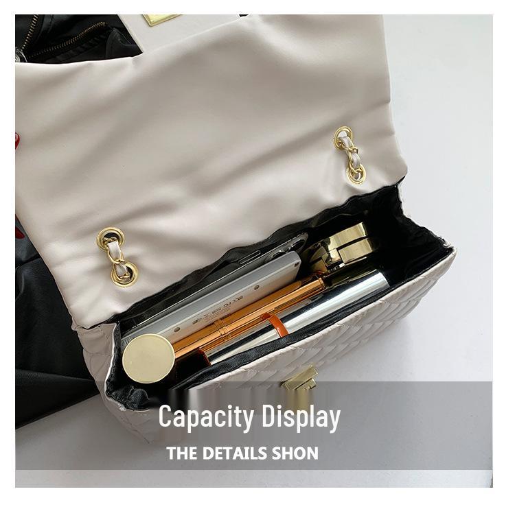 Модная женская сумка кроссбоди и на плечо с вышивкой аргайл, текстурированная - Большая вместимость, Дизайн с цепочкой ручной работы