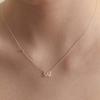 (925 Silver) Pretzel Heart and Ball Necklace NZ2181