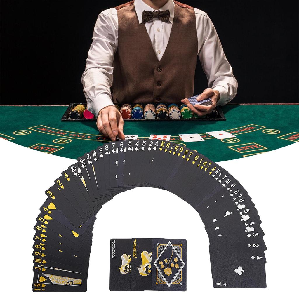 Luxurious Waterproof Plastic Playing Cards Frosted Deck Card with Gold Foil Square Shimmering Poker Set for Party Games