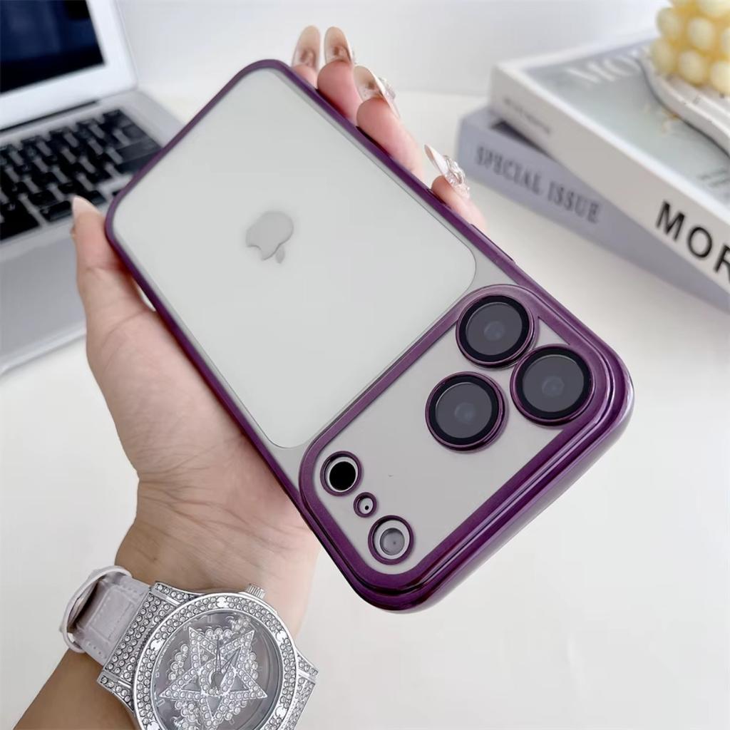 Прозрачный гальванизированный чехол для телефона для iPhone 17 Air 16 15 Plus 14 Pro Max 13 12 Mini Мягкий чехол из ТПУ с защитной пленкой для объектива