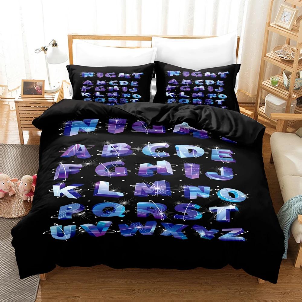 Комплект постельного белья Alphabet Lore Single Twin Full Queen King Size Комплект постельного белья для девочек и мальчиков Пододеяльники для спальни Аниме Пододеяльник