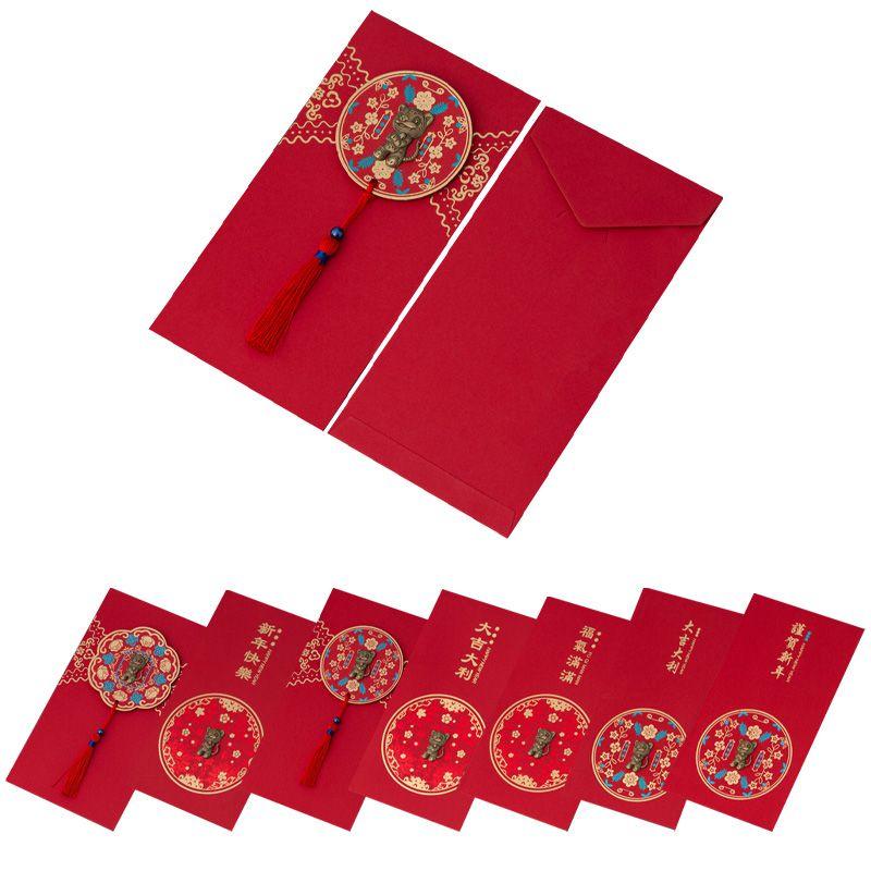 6 шт. Китайский Зодиак Тигр Новый Год CNY Анг Пао Золотой Ангпао Красный Конверт Пакет для Денег со словами Благословения