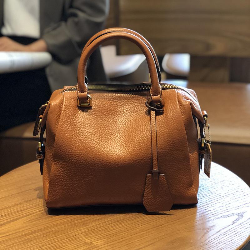 Сумочка из натуральной кожи Boston Bag Женская сумка через плечо из воловьей кожи Повседневная сумка-тоут Модные сумки через плечо в английском стиле Высококачественная мягкая кожа