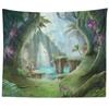 Paradise Wonderland Psychedelic Tapestry Wall Hanging Giant Mushroom House Bohemian Home Decor Wall Hanging Large Tapestry