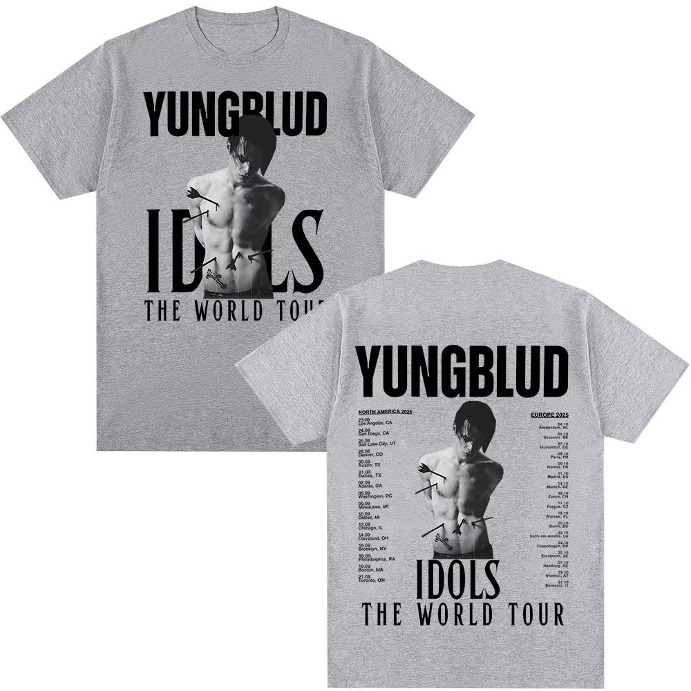 2026 ВеснаЛето Yungblud IDOLS Мировой Тур Футболка для Мужчин и Женщин Хип-Хоп Повседневная Хлопок Уличная Футболка   Yungblud IDOLS