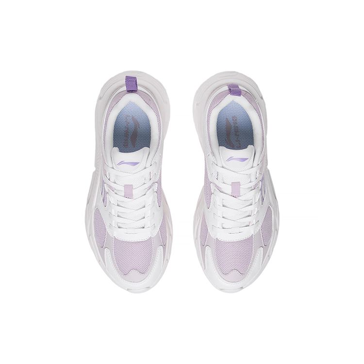 Li-Ning Удобные прочные кроссовки с низким верхом женские кроссовки белые фиолетовые ARSS058-2