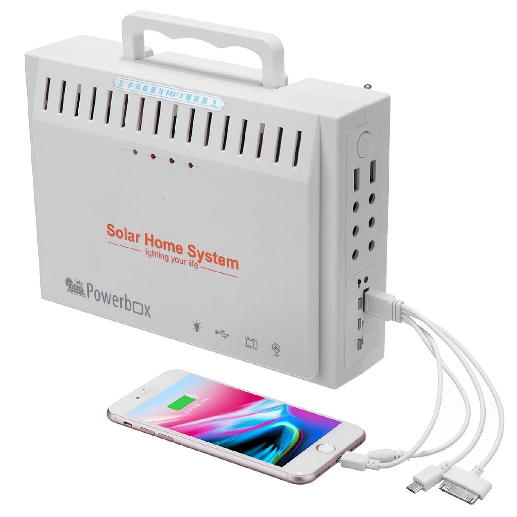 Солнечный генератор Портативный комплект Инвертор ИБП Источник питания Светодиодная лампа 2 USB-порта 10 Вт