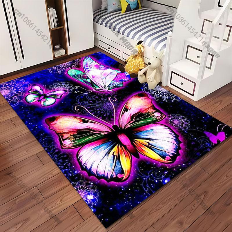 Vibrant butterflies glowing cosmic beauty carpet Yoga living room room decor children's crawling mat doormat area rug