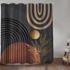 Bohemian Shower Curtain Bathroom Decor Modern Brown Grey Neutral Mens Shower Curtain Chic Foliage Mid Century Simple
