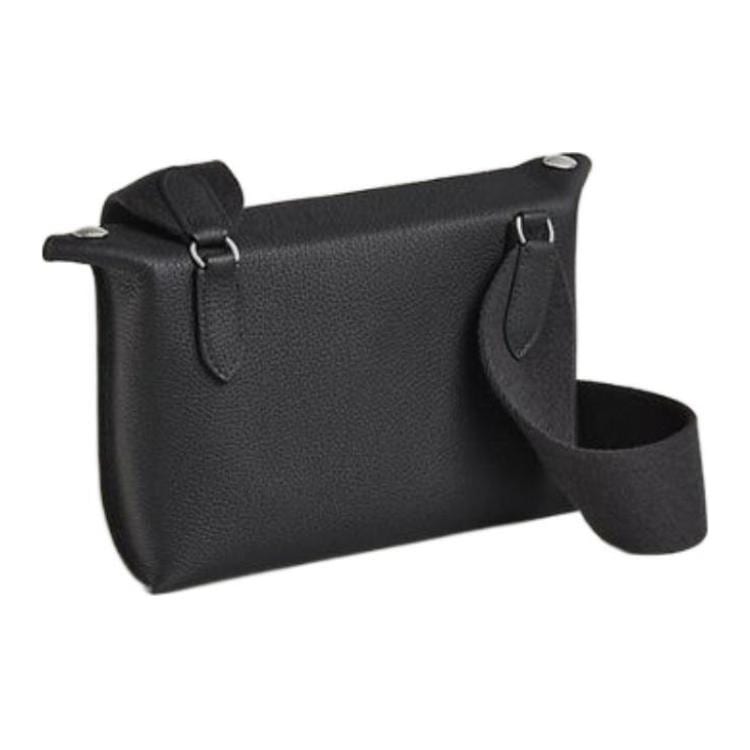 HERMES Videpoches Silver Tone Buckle Togo Calfskin Videpoches Bag, Fanny Pack, Crossbody Bag, Shoulder Bag Men's Black H084283CKAC
