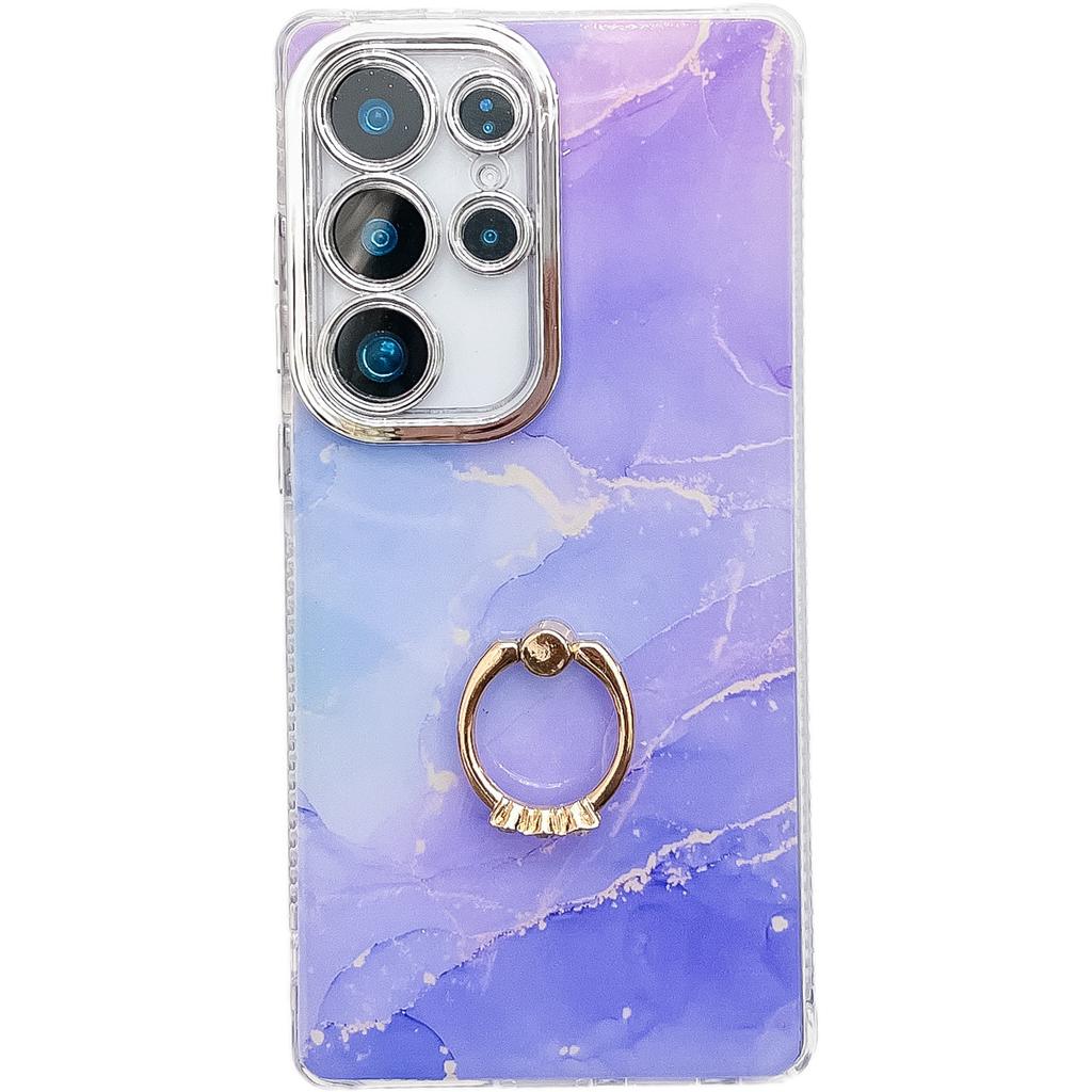 Подходит для чехла для телефона Samsung S25ultra IMD Гальванический мраморный узор S24plus Подставка-кольцо A56