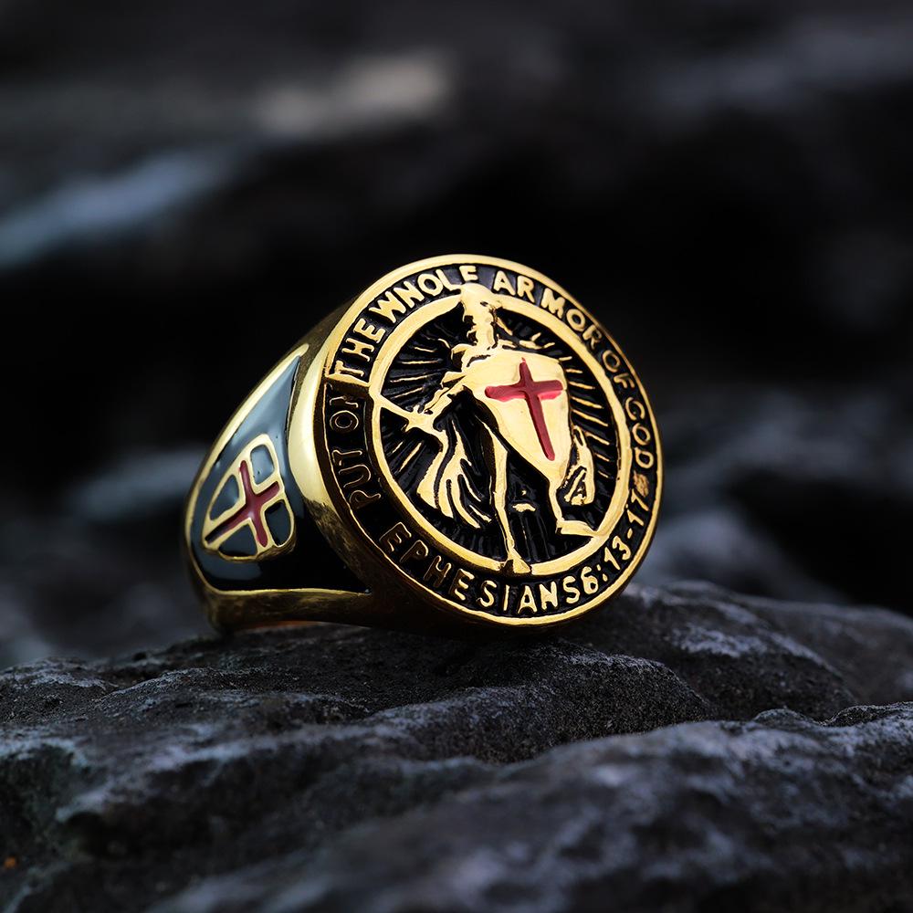 Stainless Steel Templar Crusader Men's Ring
