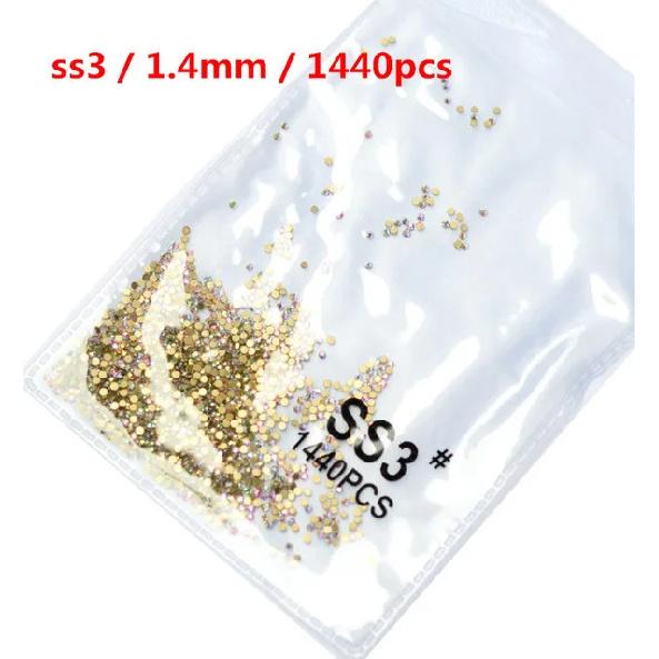 SS3-ss8 1440 шт. Кристалл AB золото 3D Не термофиксация Плоская задняя часть Стразы для нейл-арта Украшения Обувь и танцевальное украшение