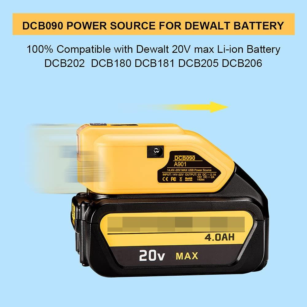 Dual USB Output LED DCB090 Li-ion Battery Charger Adapter for Dewalt