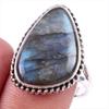 Natural Labradorite Gemstone 925 Solid Sterling Silver Jewelry Ring Size 9 Z6t57