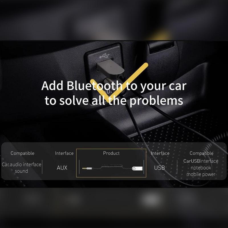 Вспомогательный USB-адаптер для автомобильного звука, музыки, аудио, стерео, беспроводной адаптер для разъема 3,5 мм, встроенный микрофон, автомобильная аудиосистема