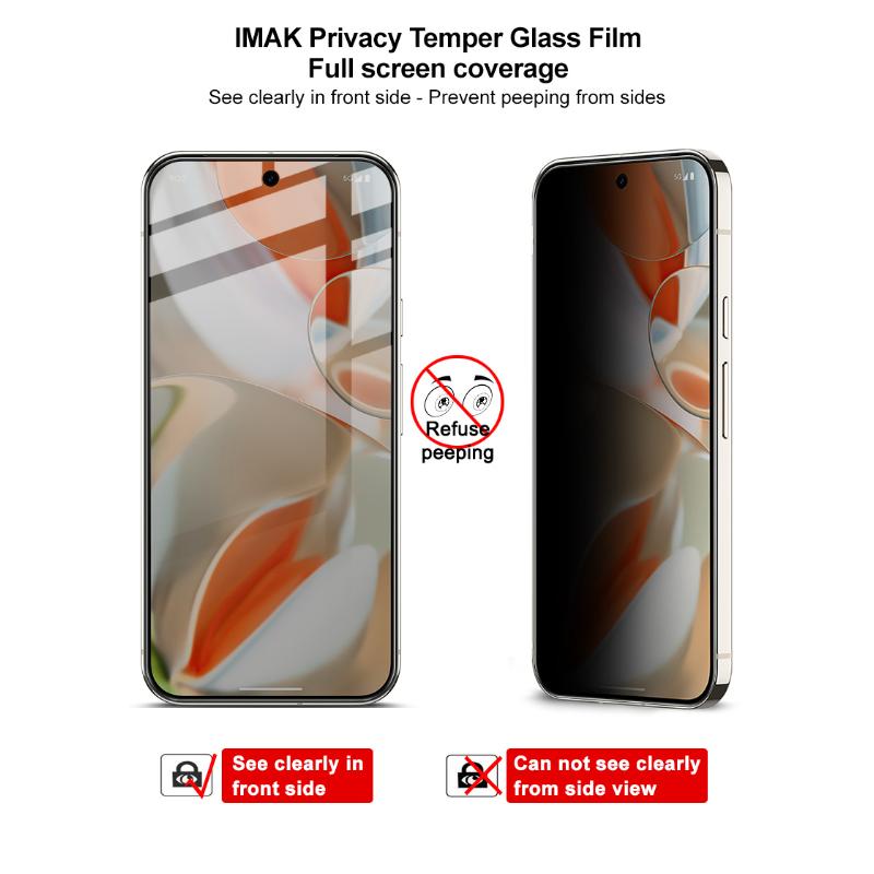 Для Google Pixel 9 Pro XL Glass IMAK Privacy Temper Glass Full Screen Covering Film