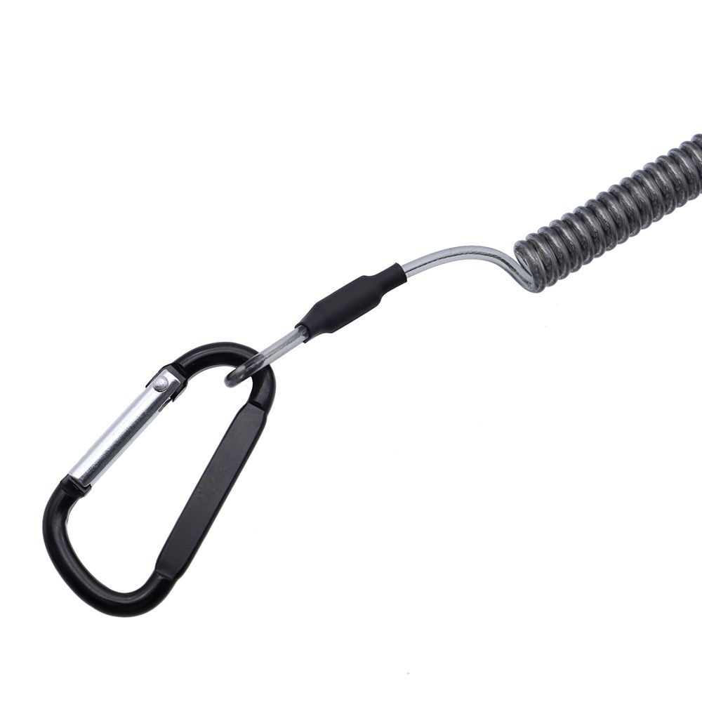Outdoor Elastic Climbing Steel Wire Anti-lost Spring Rope Carabiner Lanyard Fishing String