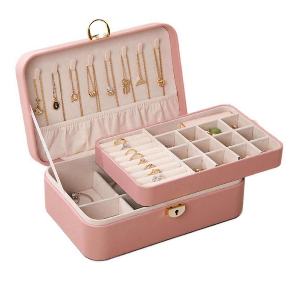 Space Saving Double-Layer Jewelry Storage Box Large Capacity Jewelry Storage Case  Ring
