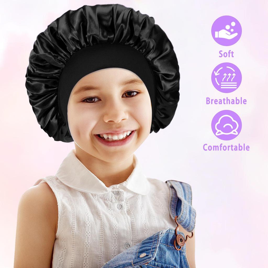 Children's Satin Sleep Cap - Soft Elastic Silk-like Hair Care Hat