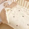 Mling Baby Cotton Bubble Gauze Thin Quilt with Bear Embroidery