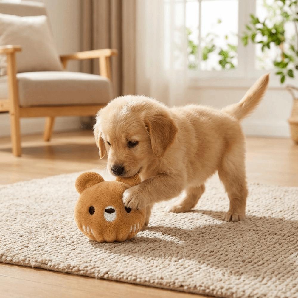 Bite Resistant Plush Dog Toy Ball Soft Squeaky Dog Toy Cute Dog Training Toy Ball Fetch Play