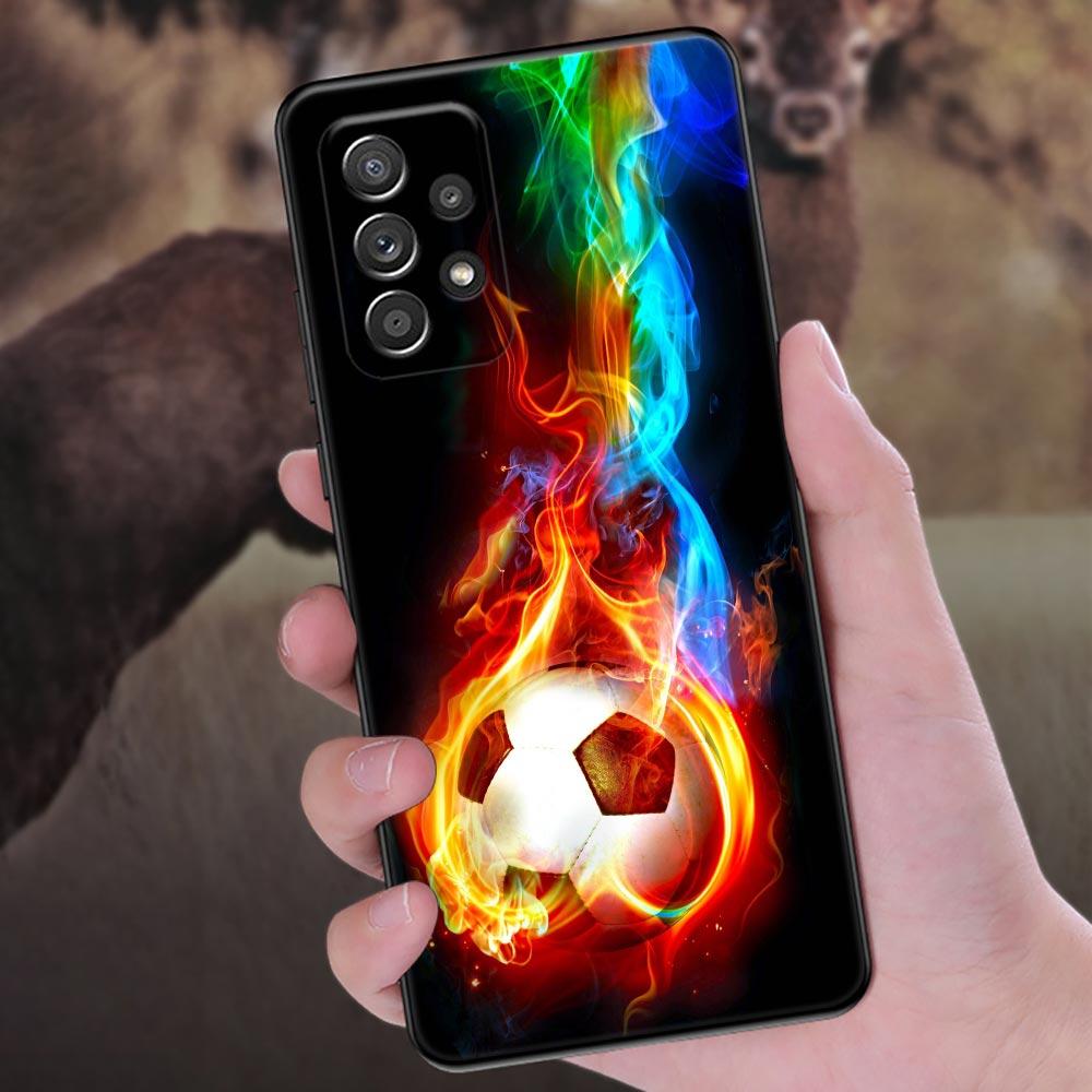 Чехол для телефона Огненный Футбольный Мяч для Samsung Galaxy A57 A56 A37 A55 A36 5G A26 A54 A52 A35 A34 A25 A17 A16 A15 A07 A06