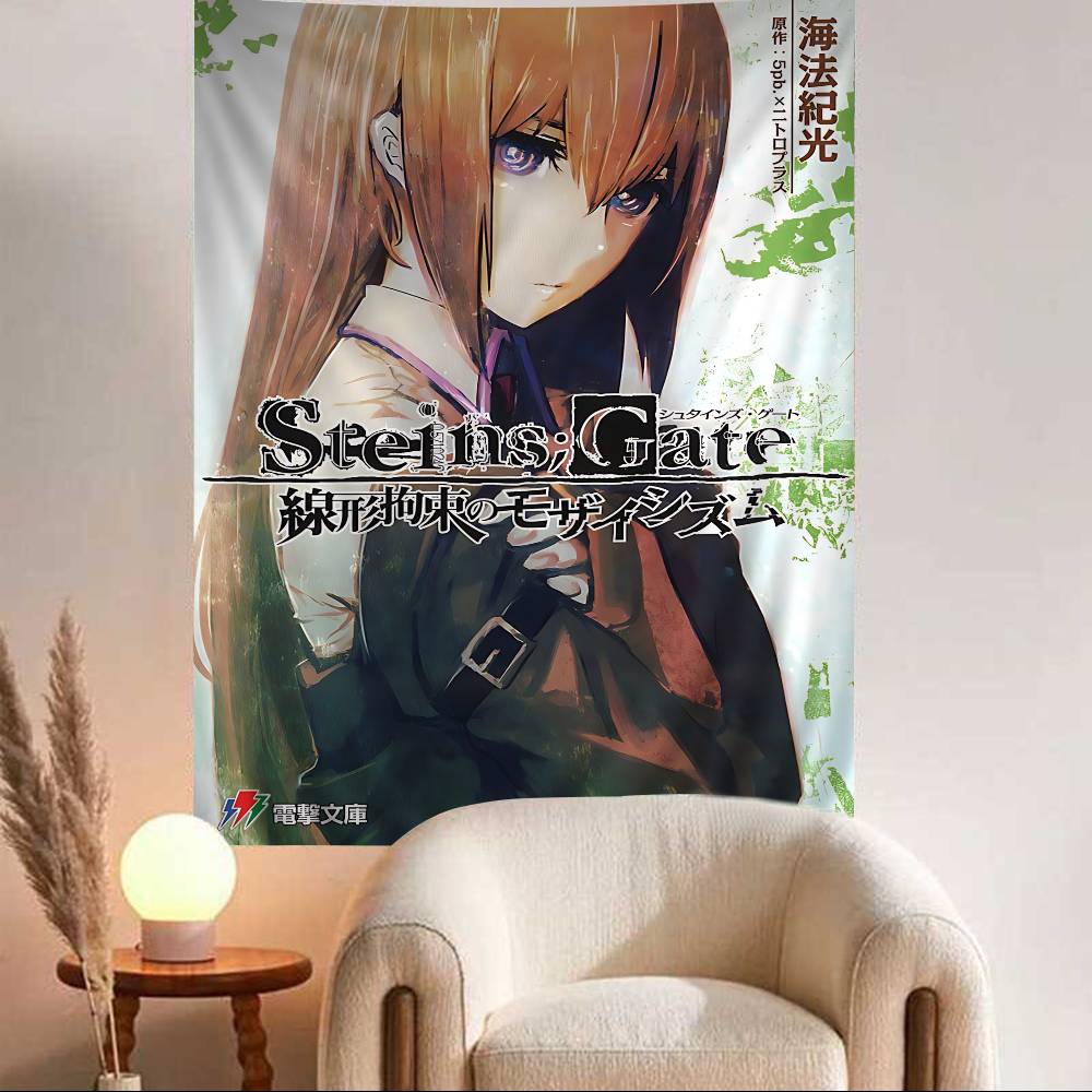 Anime SSteins Gate Character Group Wall Tapestry Time TravelThemed Cast Sleek Room Accent for SciFi Anime Fans