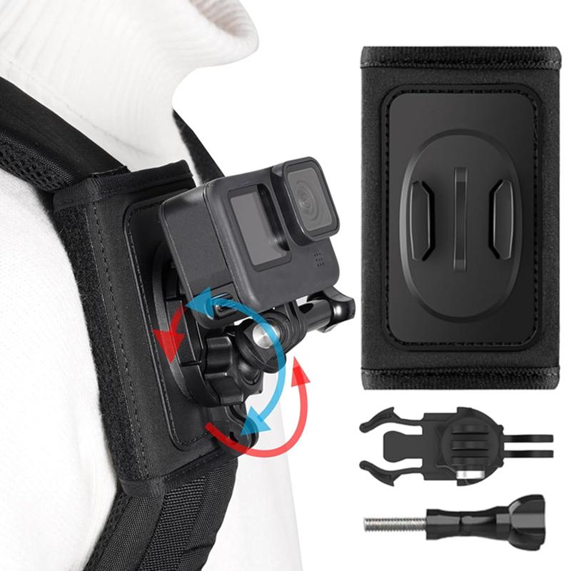 Camera Adjustable Holder With Backpack Shoulder Strap Belt Mount for GoPro Hero 13 12 11 10 9 DJI Action 5 Insta360 Universal