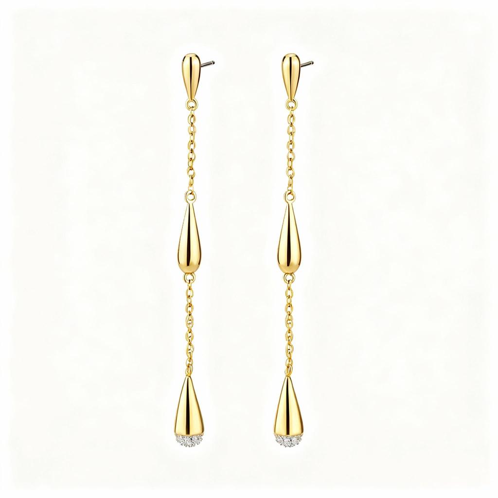 Fine S925 Silver Hypoallergenic Stud Jewelry 18K Gold Plated Teardrop Round Cut 1MM VVS GRA Moissanite Dangle Earrings