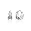 Серьги-кольца из серебра 925 пробы, дуга, двойная линия, с застежкой one-touch
