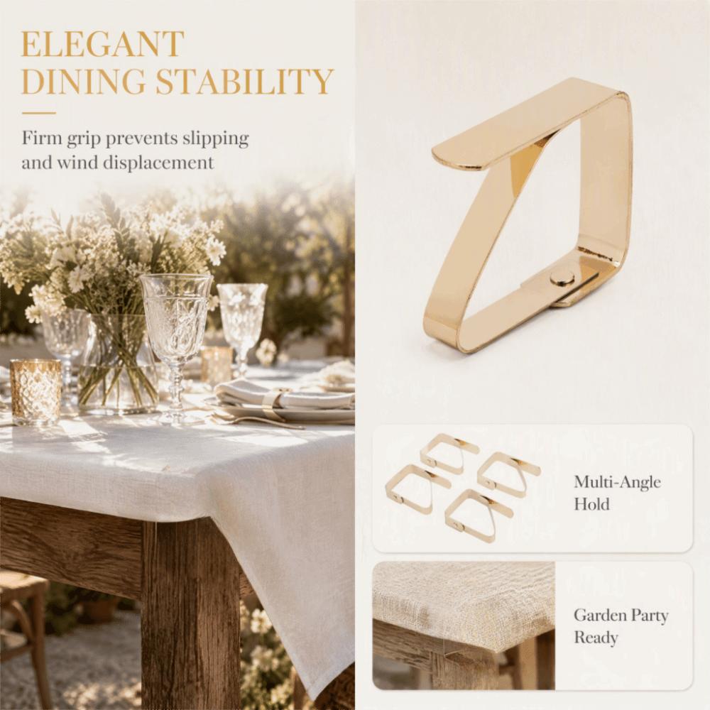 4 PCS Stainless Steel Tablecloth Clips Gold Table Cover Holders Home Kitchen