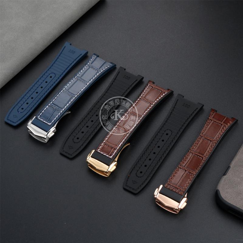 ONEДля часов Omega Constellation Manhattan Series Ремешок для часов Коровья кожа Крокодиловый узор Силиконовая резина Снизу Часовой ремешок Observatory MN