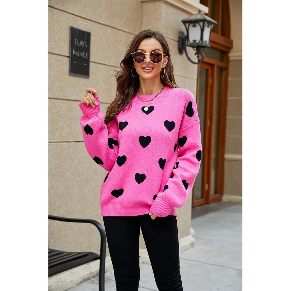 Winter Love Pullover Women's Knitted Sweater Women's Plus Size Loose Sweater Women