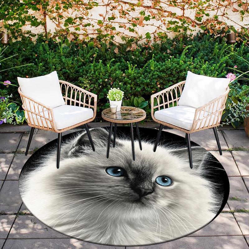 Black Cats pattern round rug,Carpet Rug for Living Room Bedroom Playroom ,Non-slip Floor Mat,Holiday Gifts and Birthday Gifts.