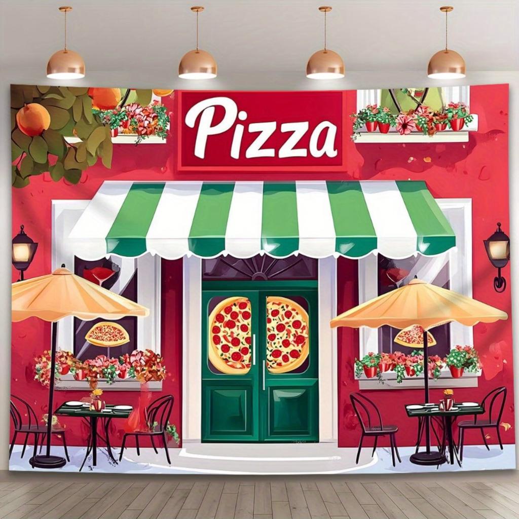 A colorful pizza store background banner, suitable for celebration events such as birthdays and parties.