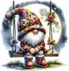QT2388#15см Гном на качелях под луной Водонепроницаемая декоративная наклейка для автомобиля, Подходит для автомобилей, ноутбуков, бамперов, наклейка на стекло