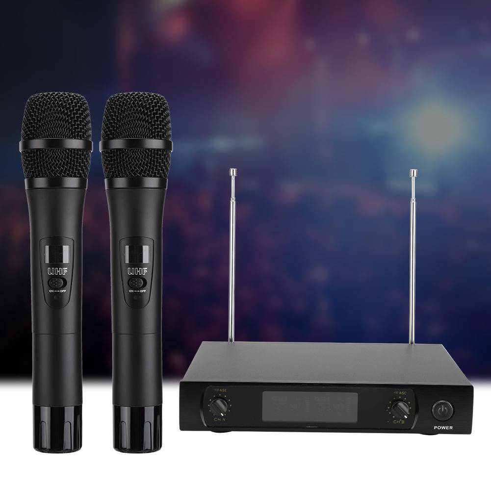Портативный беспроводной микрофон UHF Handheld Dual для караоке, свадеб, публичных выступлений, вилка США