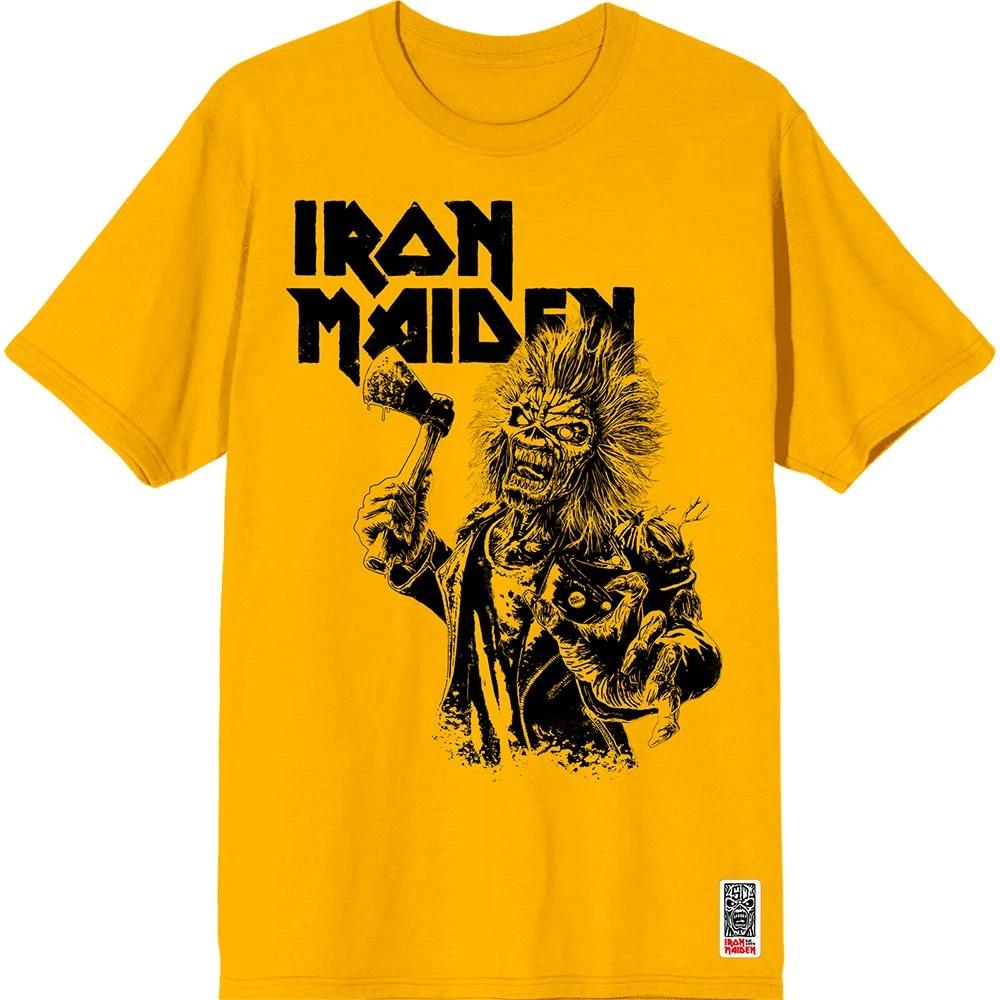Iron Maiden Unisex T-Shirt: Est. 1975 Eddie Axe Graphic (Yellow)