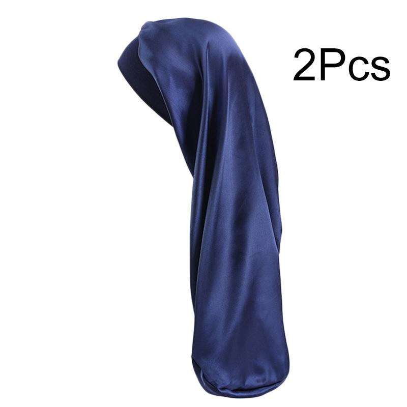 1Pc Silk Satin Bonnet Long Hair Polyester Double Sided Hair Hat Solid Color Dreadlocks Braids Women Night Sleep Cap