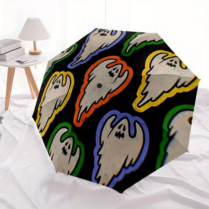 1pc Ghost Stickers Automatic Folding Umbrella, Portable & Foldable Design with 8 Ribs, Casual Outdoor Accessory yy250805100