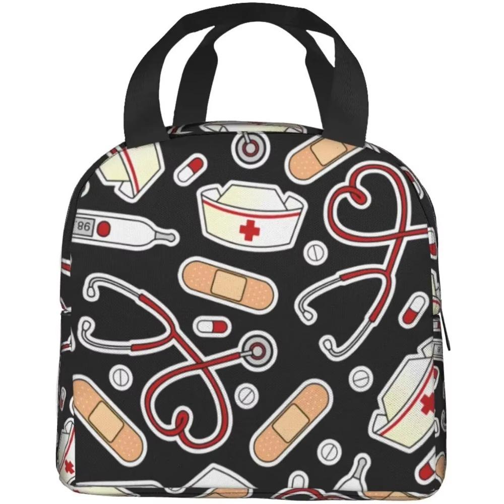 Сумка для ланча в стиле медсестры для женщин, изолированная сумка-тоут, многоразовый ланч-бокс-холодильник для работы, пикника, путешествий