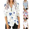 Women's Fashion Casual Long Sleeve Print Round Neck Pullover Top Blouse