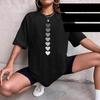 Western Style New Fashion Casual Love Heart Print T-shirt Top Heart Printed T-shirt Top